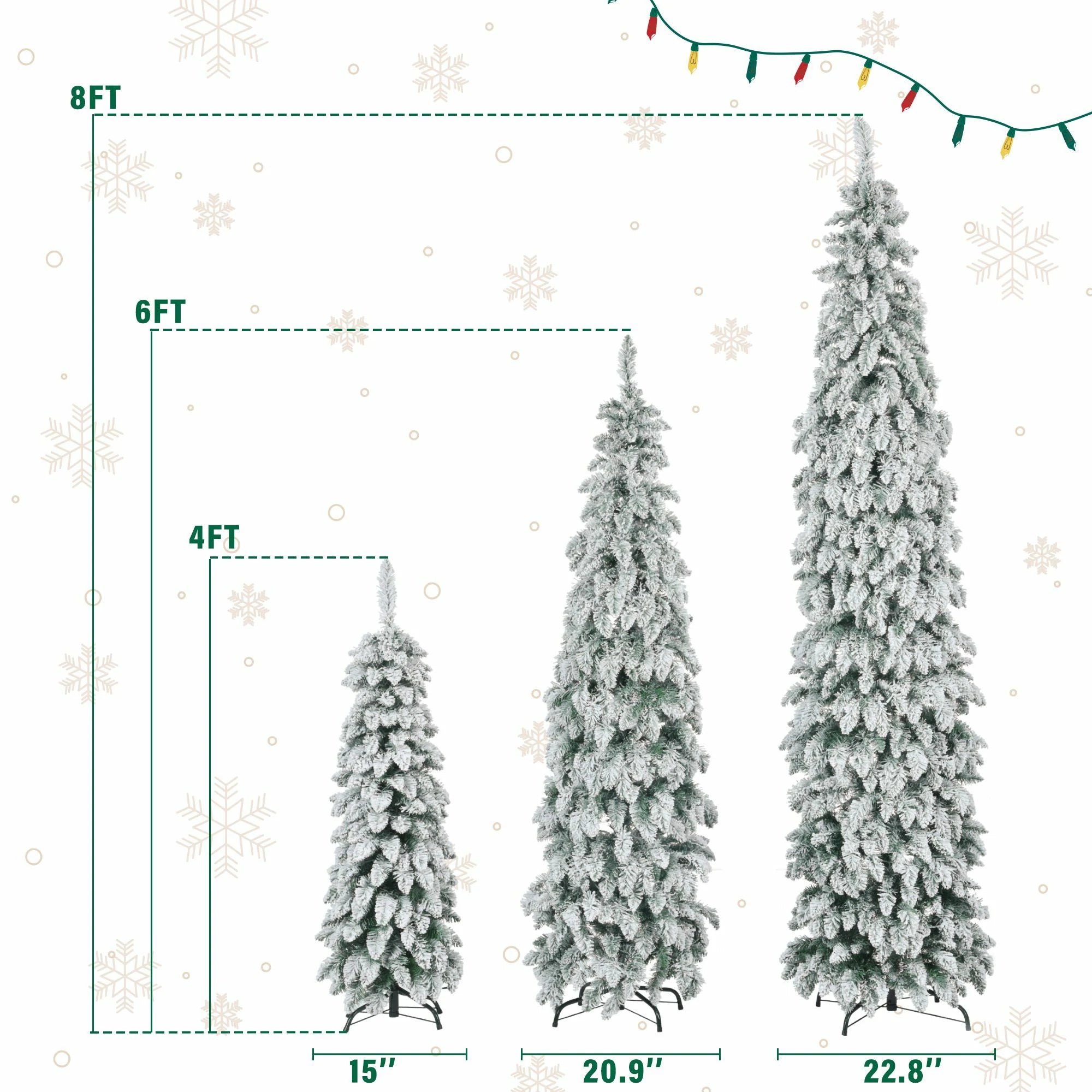 11 Lighting Modes Pencil Christmas Trees Set of 3