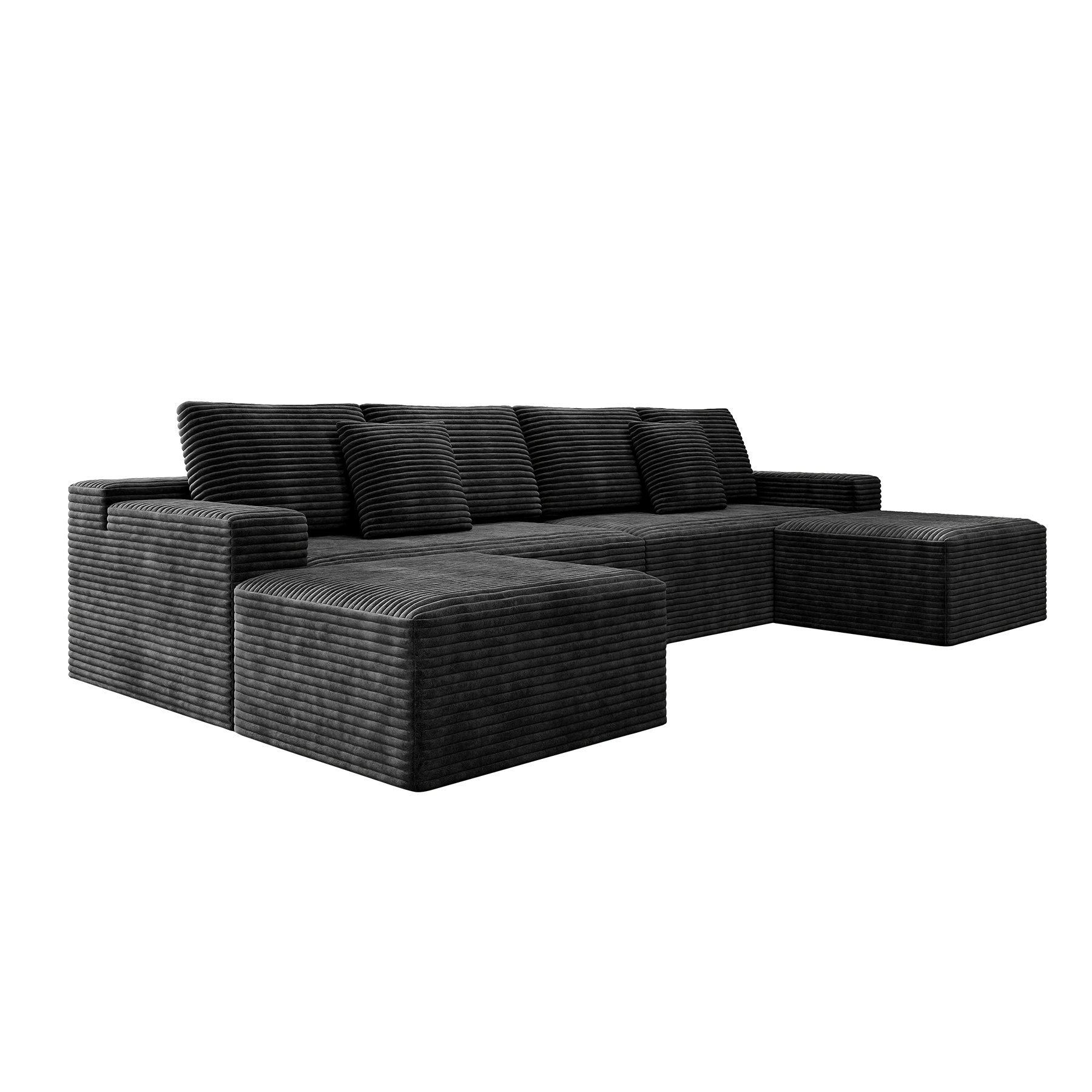 Flexo Corduroy Modular U-Shaped Sectional Couch with 2 ottomans