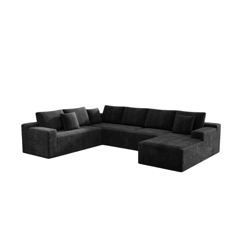 Flexo Corduroy Modular 6-Seat Sectional Couch with Lounge Chaise