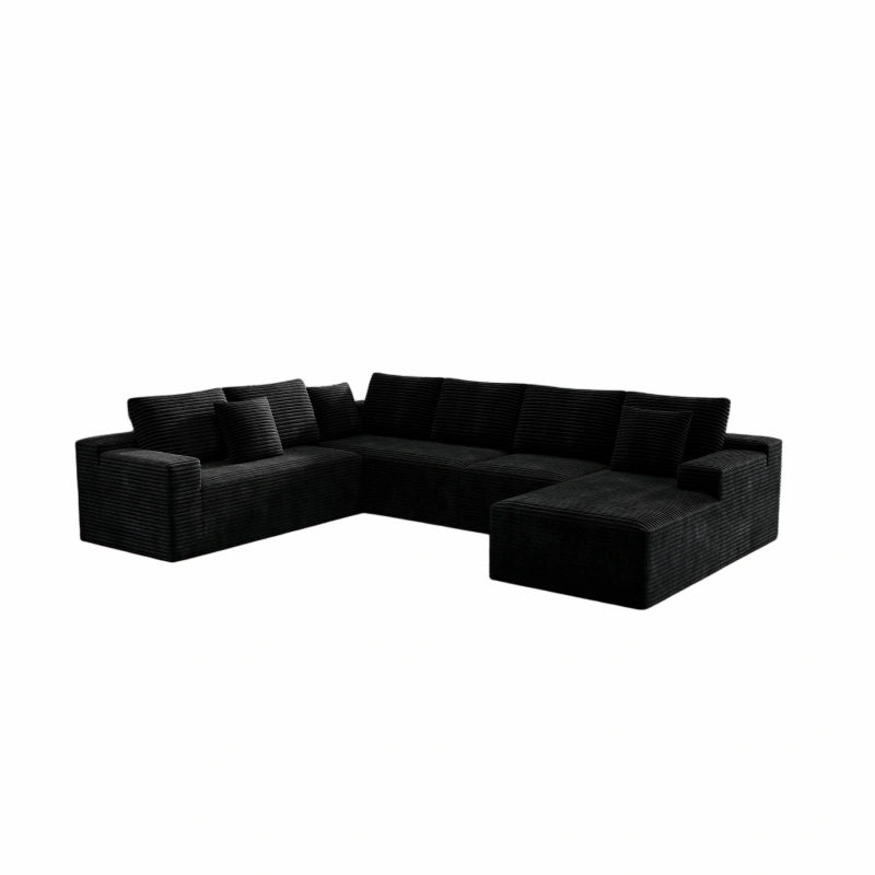 Flexo Corduroy Modular 6-Seat Sectional Couch with Lounge Chaise