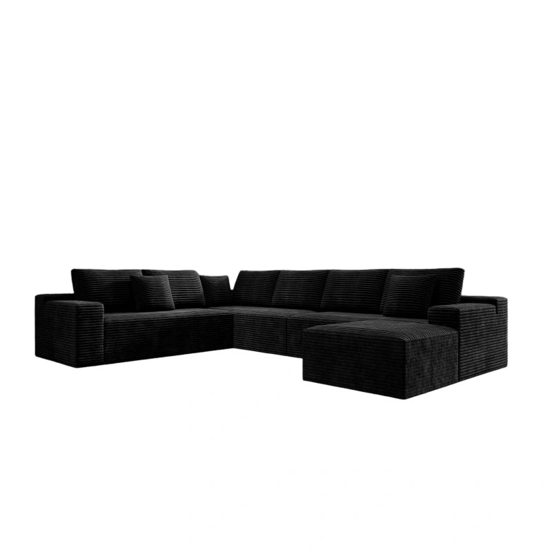 Flexo Corduroy Modular 6-Seat Sectional Couch with ottoman