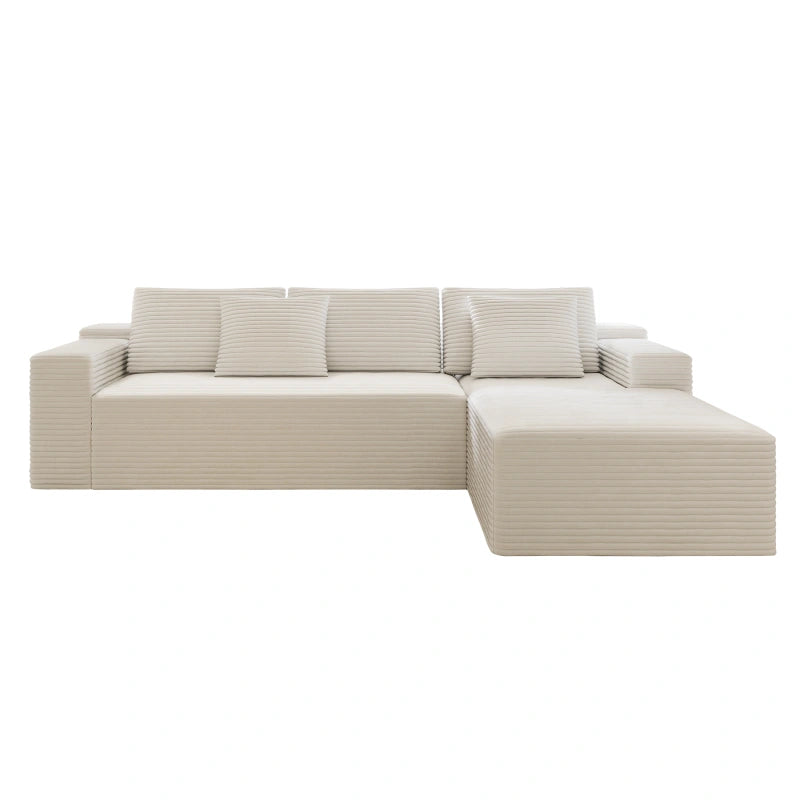 Flexo Corduroy Modular Sectional L-Shaped Sofa Chaise