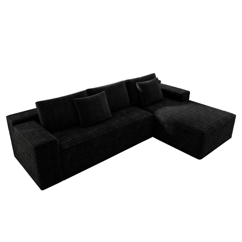 Flexo Corduroy Modular Sectional L-Shaped Sofa Chaise