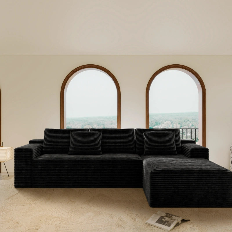 Flexo Corduroy Modular Sectional L-Shaped Sofa Chaise