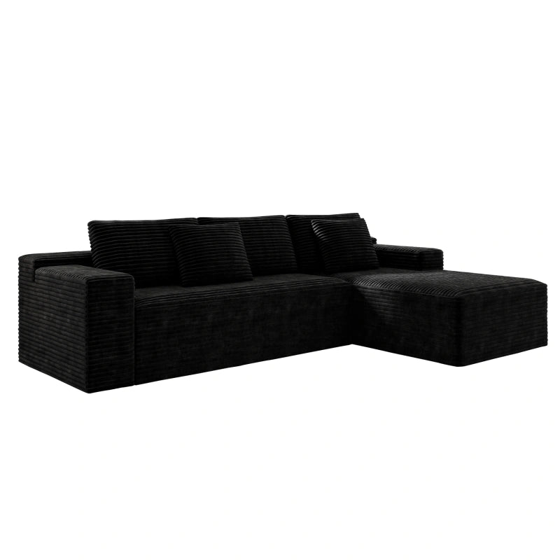 Flexo Corduroy Modular Sectional L-Shaped Sofa Chaise