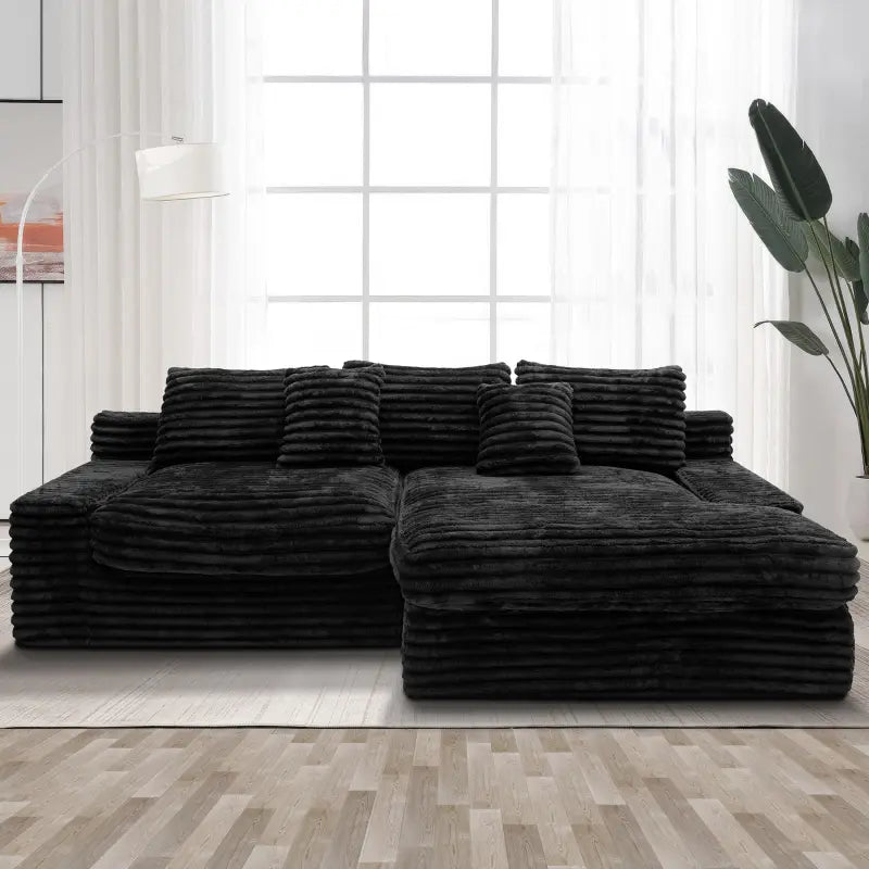 Flexo Corduroy Modular Loveseat Sofa with Chaise-Facing Right