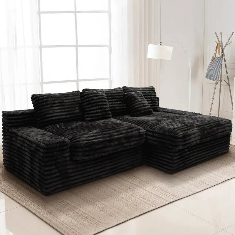 Flexo Corduroy Modular Loveseat Sofa with Chaise-Facing Right