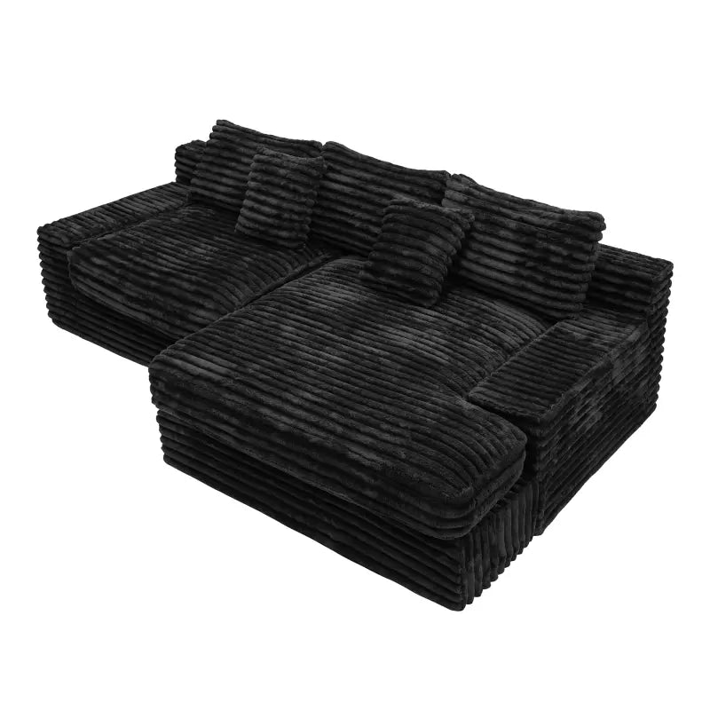 Flexo Corduroy Modular Loveseat Sofa with Chaise-Facing Right