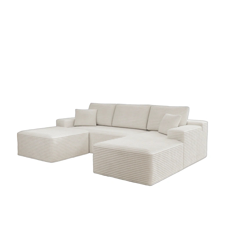 Flexo Corduroy Modular Sectional U-Shaped Sofa with Chaise