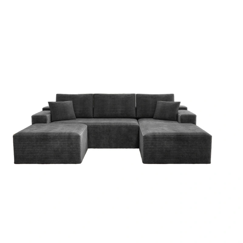 Flexo Corduroy Modular Sectional U-Shaped Sofa with Chaise