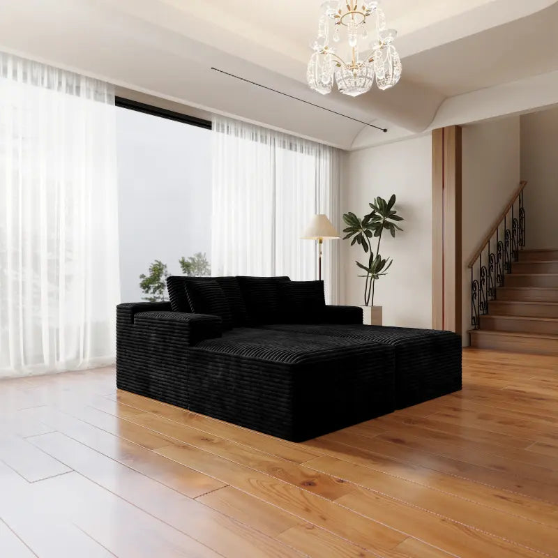 Flexo Corduroy Pet-Friendly Modular Loveseat Sofa with Double Chaise