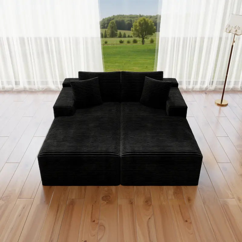 Flexo Corduroy Pet-Friendly Modular Loveseat Sofa with Double Chaise