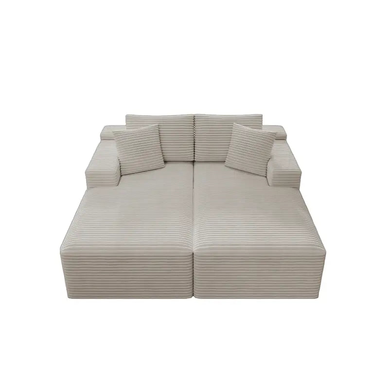 Flexo Corduroy Pet-Friendly Modular Loveseat Sofa with Double Chaise