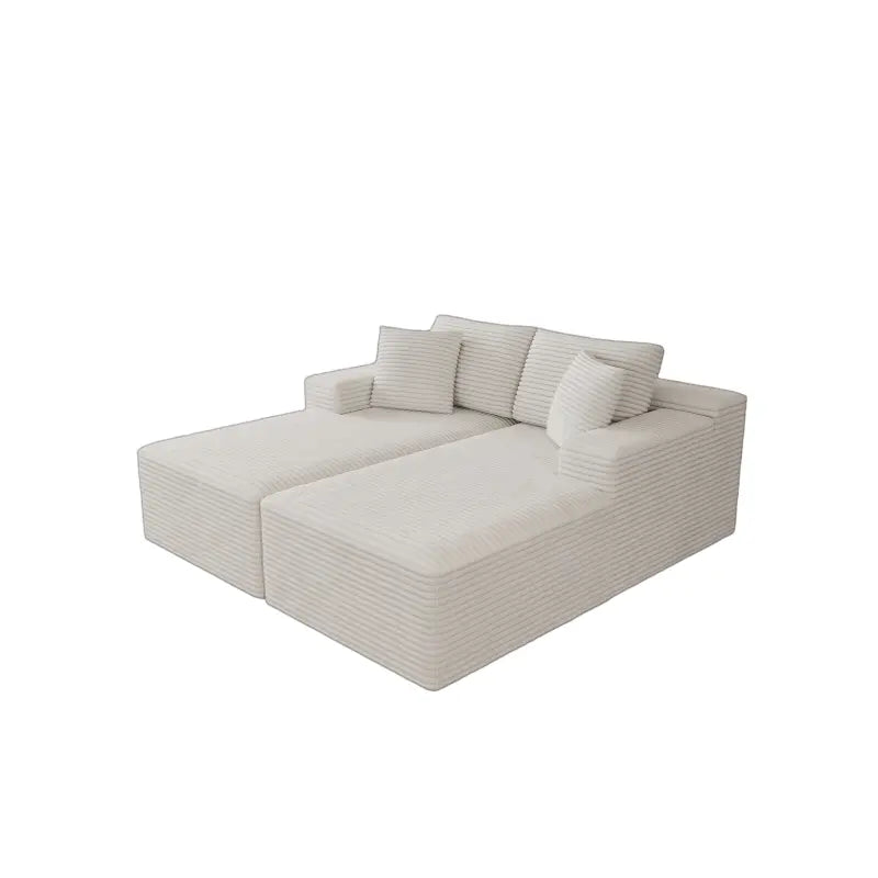 Flexo Corduroy Pet-Friendly Modular Loveseat Sofa with Double Chaise