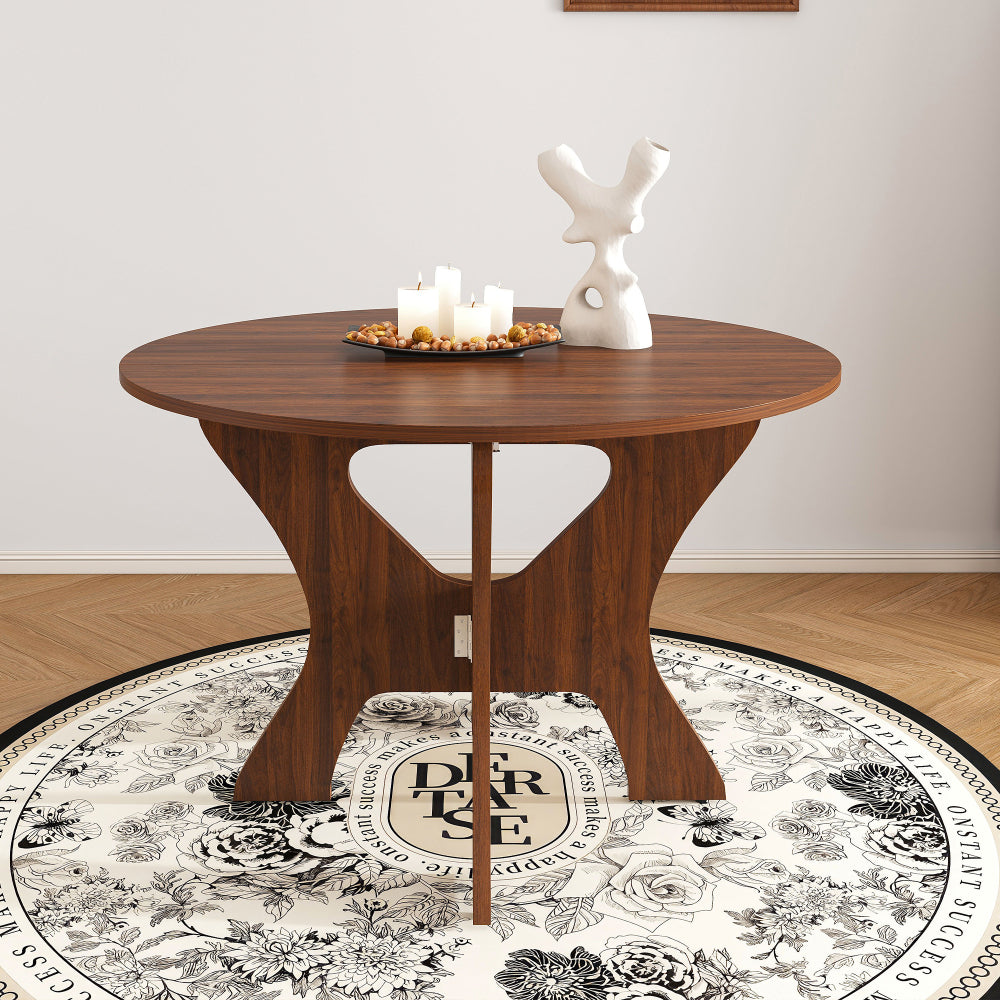 43'' Folding MDF Dining Table with Walnut Veneer for Indoor and Outdoor Use