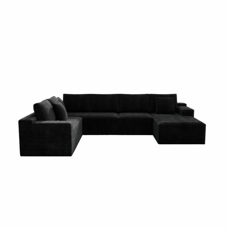 Flexo Corduroy Modular 6-Seat Sectional Couch with Lounge Chaise