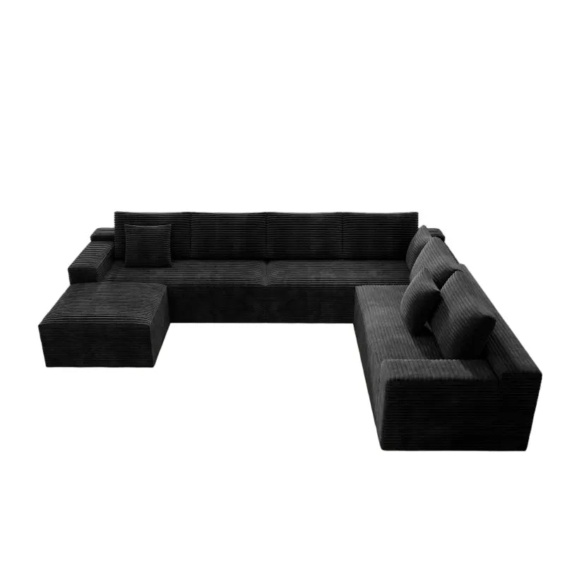 Flexo Corduroy Modular Sectional Couch 6-7 Seat Sofa