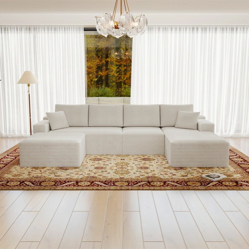 Flexo Corduroy Modular U-Shaped Sectional with Chaise and Ottoman