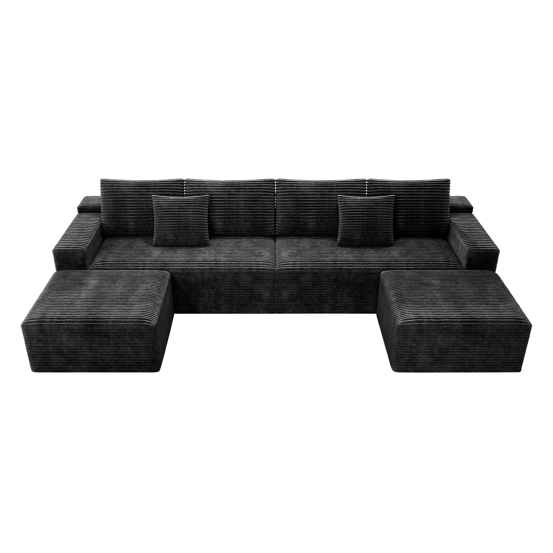 Flexo Corduroy Modular U-Shaped Sectional Couch with 2 ottomans