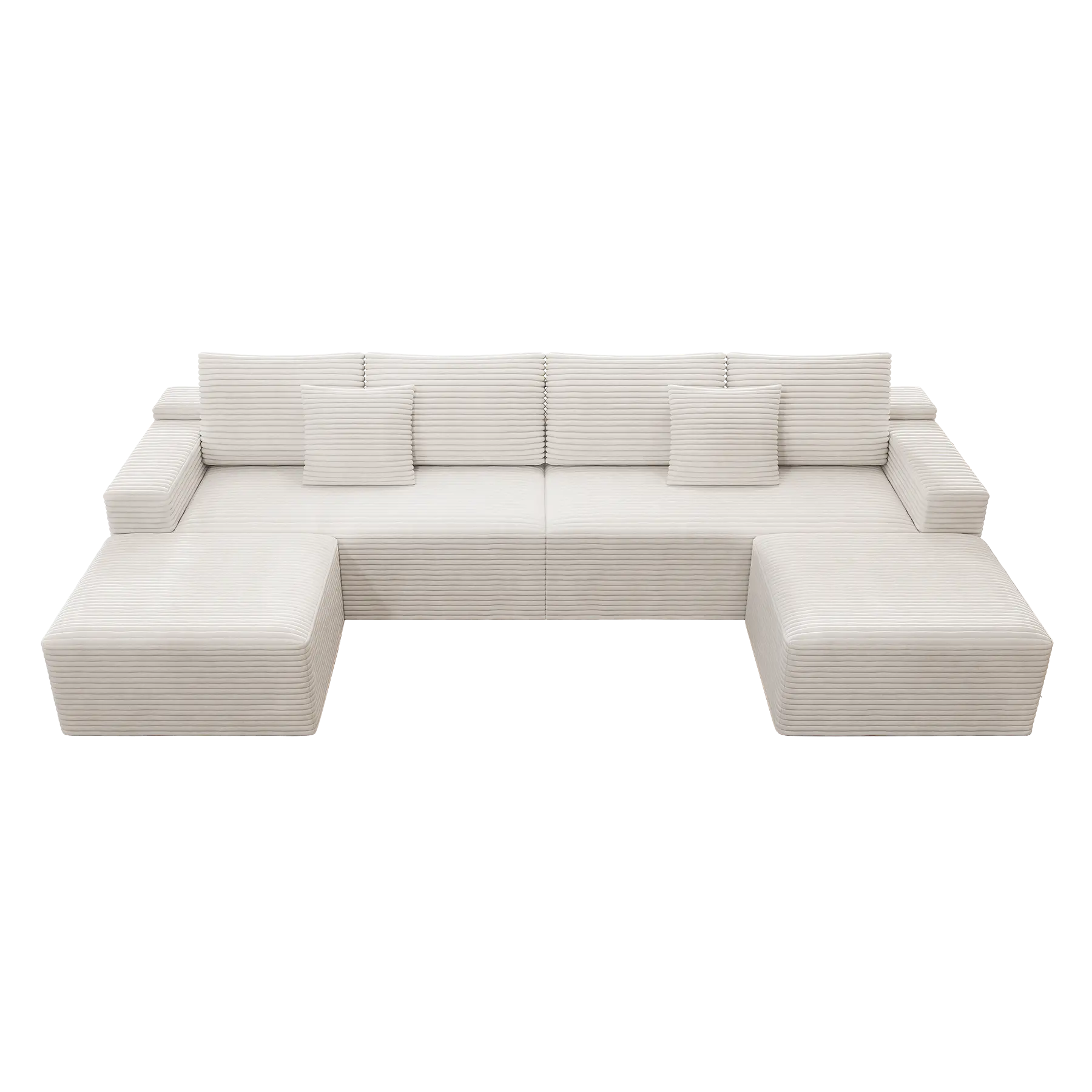 Flexo Corduroy Modular U-Shaped Sectional Couch with 2 ottomans