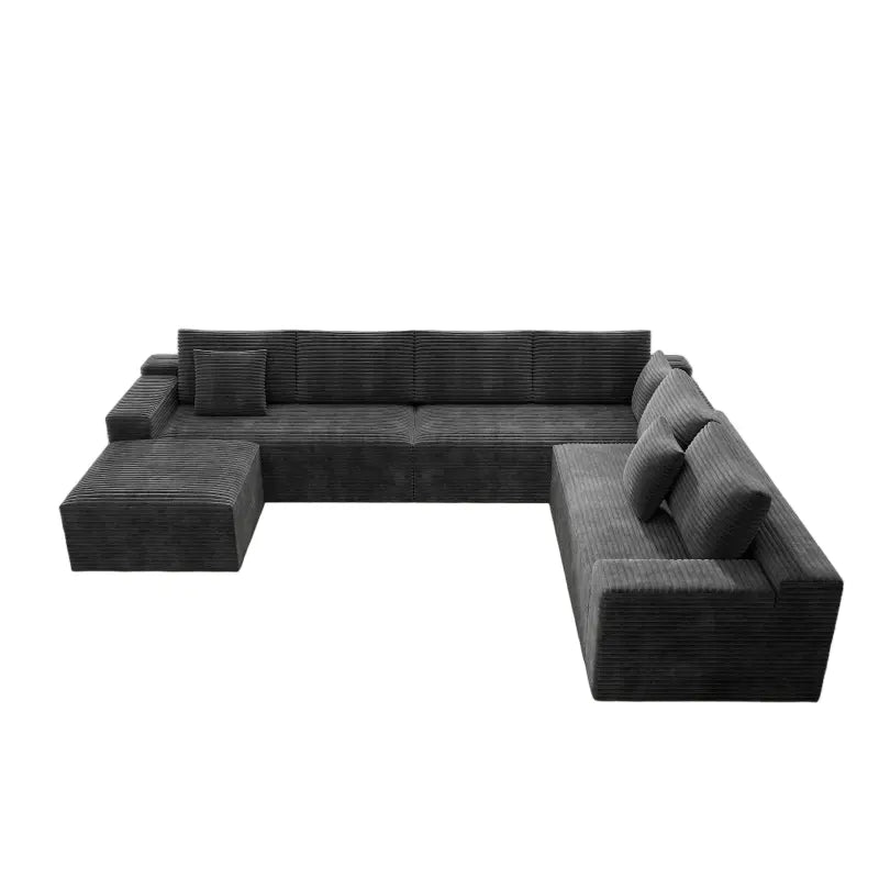 Flexo Corduroy Modular Sectional Couch 6-7 Seat Sofa