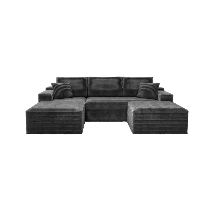 Flexo Cozy Corduroy 3-Seat Sofa with Double Chaise