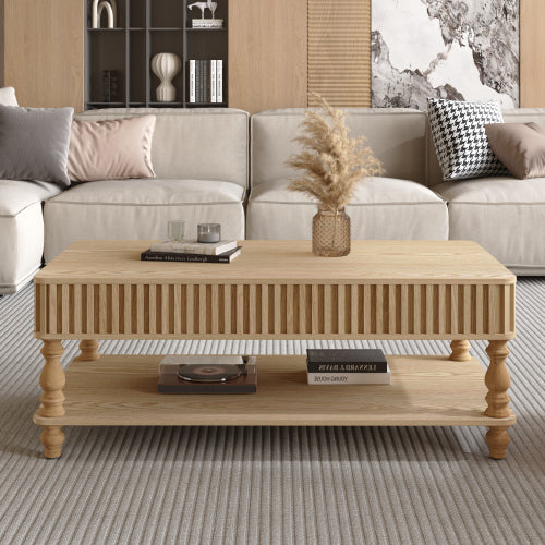 31.5'' Square Fluted Lift-Top Coffee Table with Hidden and Open Storage