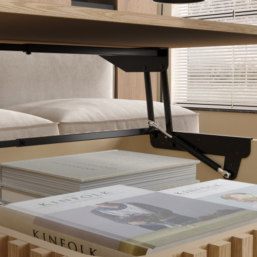 31.5'' Square Fluted Lift-Top Coffee Table with Hidden and Open Storage