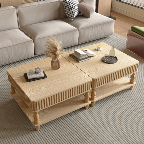 31.5'' Square Fluted Lift-Top Coffee Table with Hidden and Open Storage