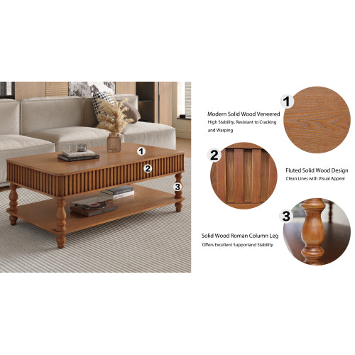 31.5'' Square Fluted Lift-Top Coffee Table with Hidden and Open Storage