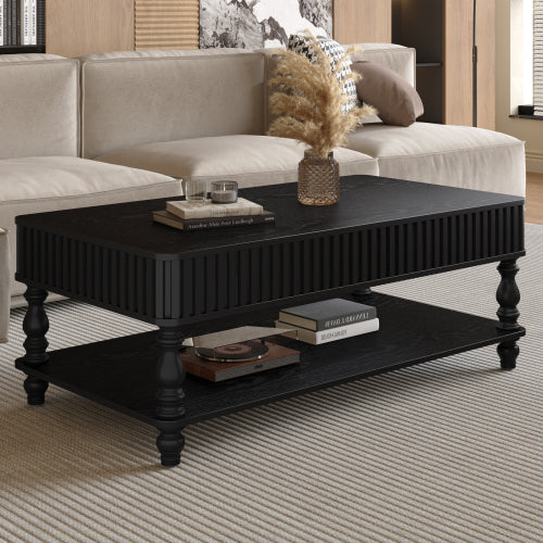31.5'' Square Fluted Lift-Top Coffee Table with Hidden and Open Storage