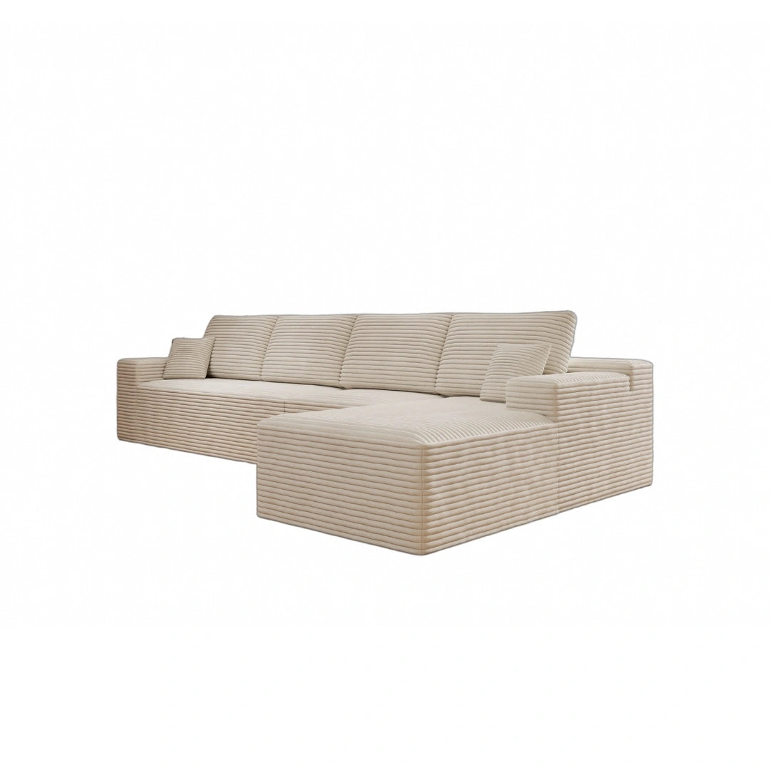 Flexo Corduroy Modular 4-Seat L-Shaped Sectional with Chaise