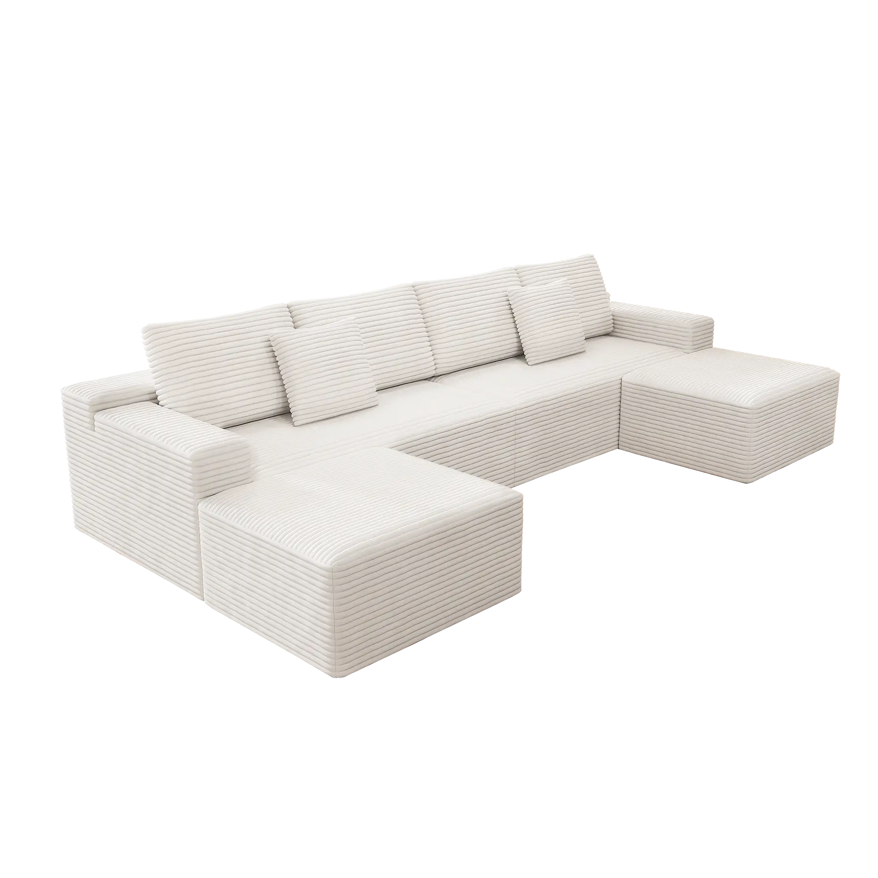 Flexo Corduroy Modular U-Shaped Sectional Couch with 2 ottomans