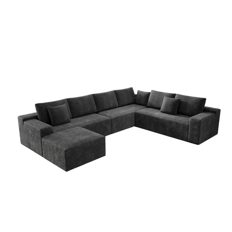 Flexo Corduroy Modular Sectional Couch 6-7 Seat Sofa