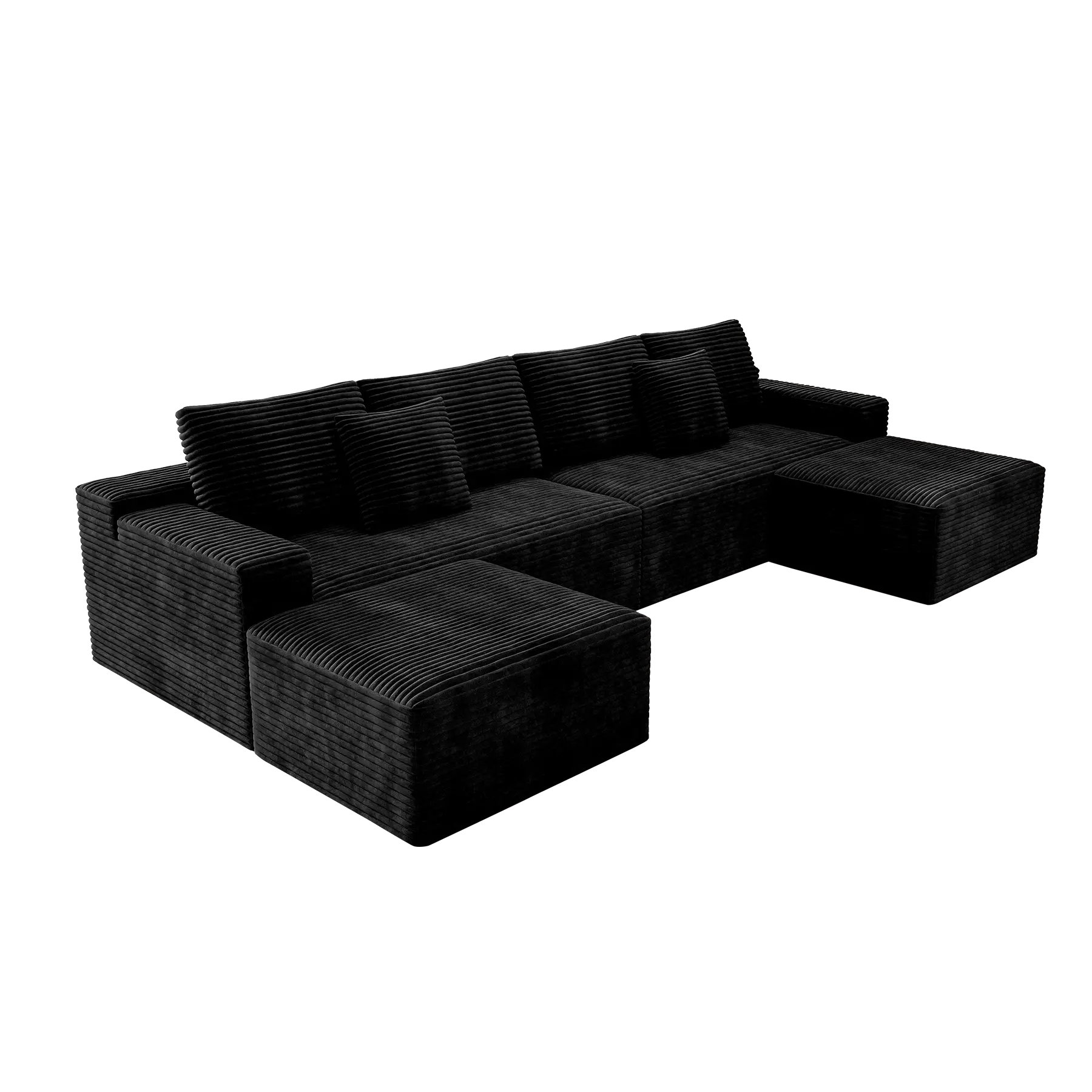 Flexo Corduroy Modular U-Shaped Sectional Couch with 2 ottomans