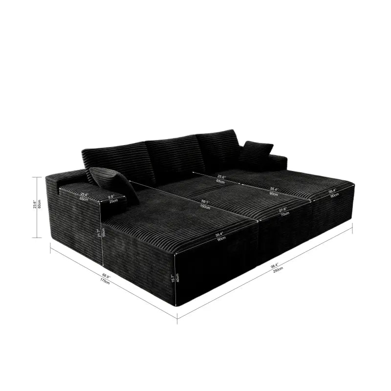 Flexo Corduroy Modular Sectional Sofa with 3 Chaise