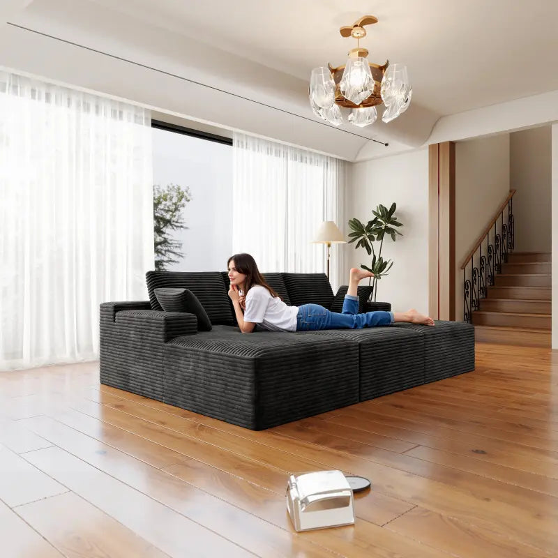 Flexo Corduroy Modular Sectional Sofa with 3 Chaise