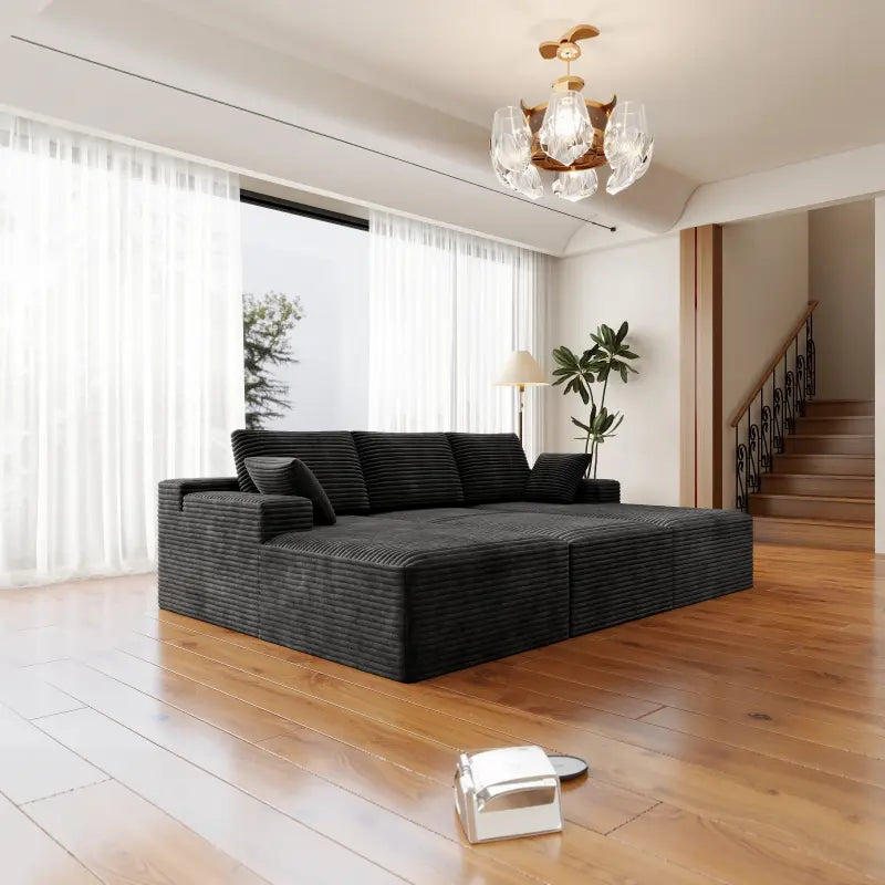 Flexo Corduroy Modular Sectional Sofa with 3 Chaise