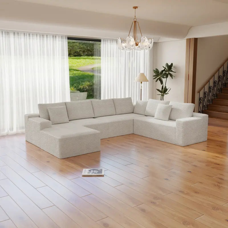 Flexo Corduroy Modular Sectional Sofa with Chaise 5-6 Seats