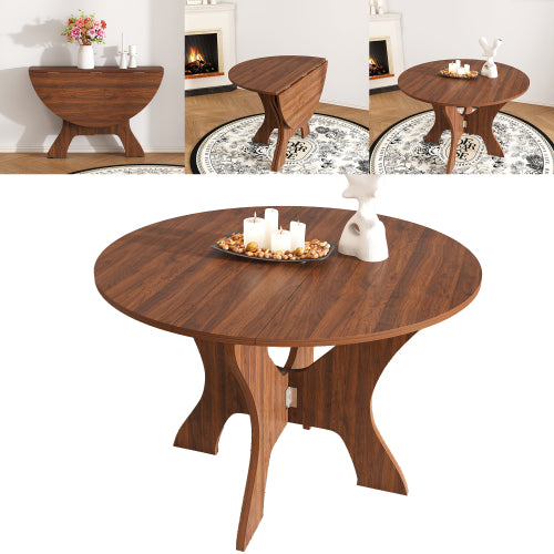 43'' Folding MDF Dining Table with Walnut Veneer for Indoor and Outdoor Use