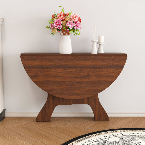 43'' Folding MDF Dining Table with Walnut Veneer for Indoor and Outdoor Use