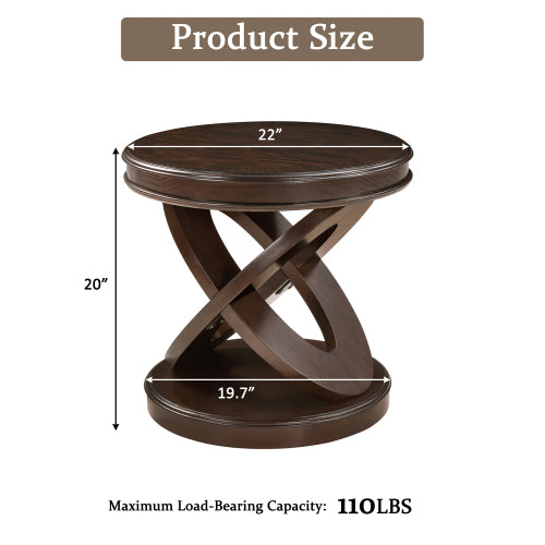 44'' Wood Oval Coffee Table with Open Storage and X-Shaped Base