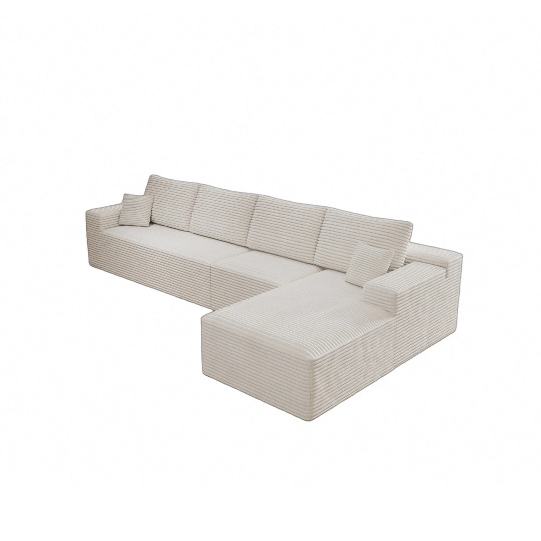 Flexo Corduroy Modular 4-Seat L-Shaped Sectional with Chaise