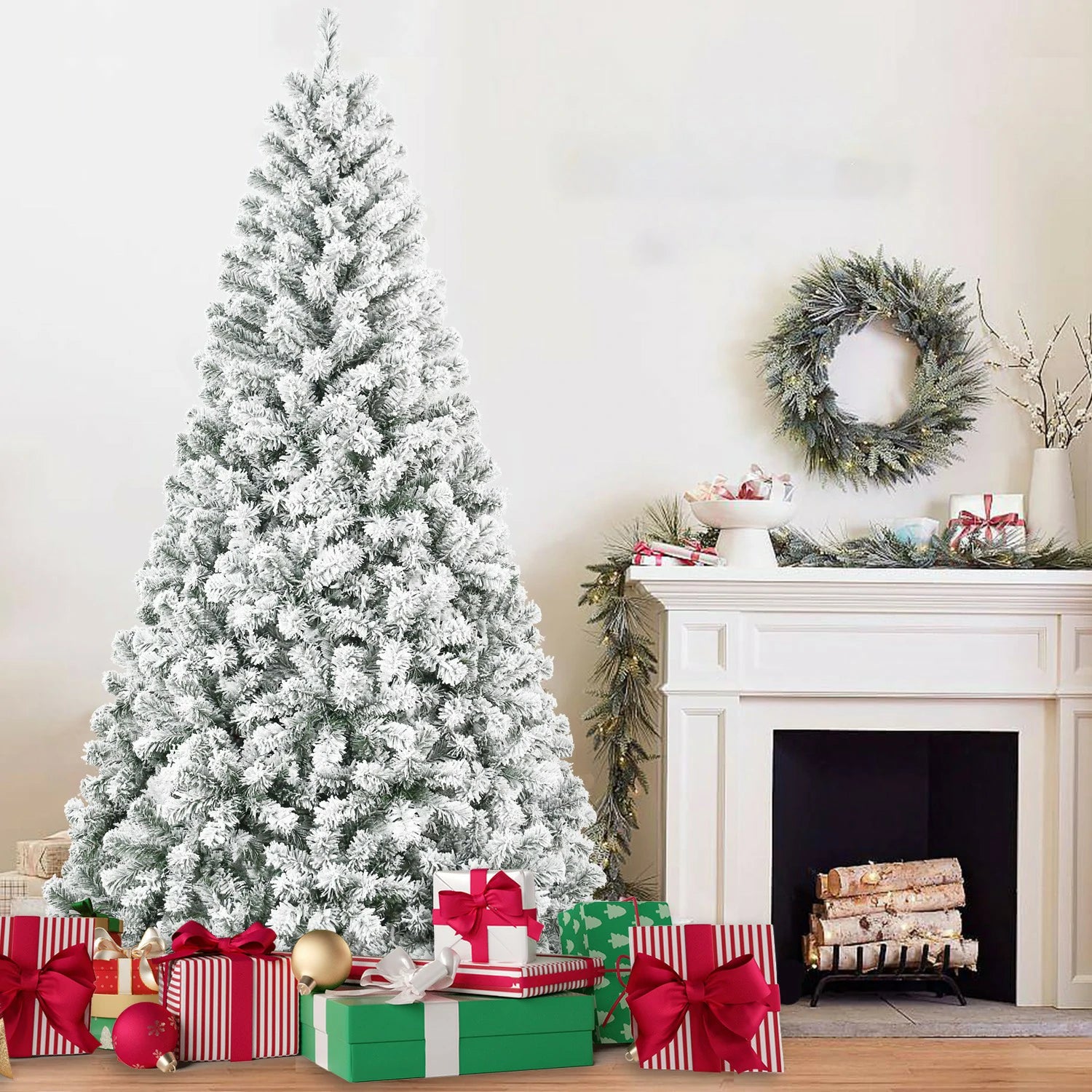 4ft-7ft Christmas Tree Snowy Holiday Tree with 678 Tips