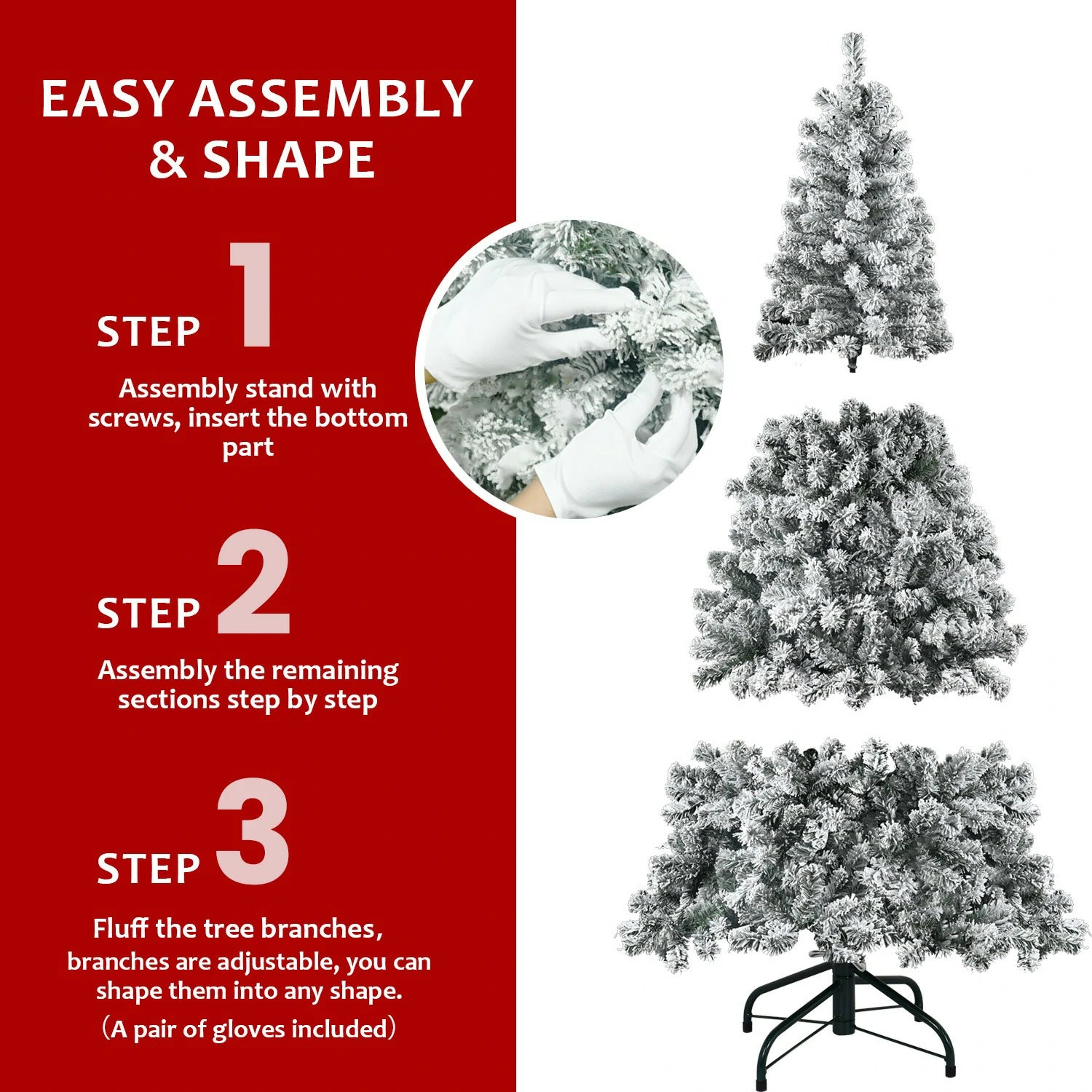 4ft-7ft Christmas Tree Snowy Holiday Tree with 678 Tips