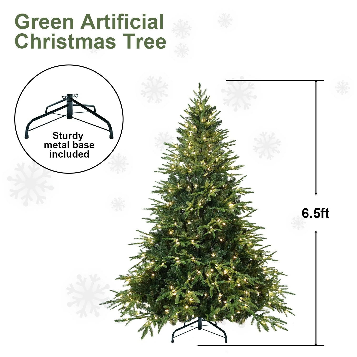 6-7.5 Feet Christmas Tree with 400 Warm White Incandescent Lights
