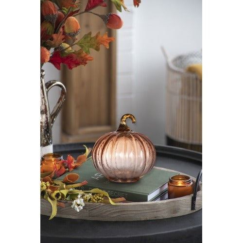 8pcs Orange Glass Pumpkins – Fall & Thanksgiving Decorations