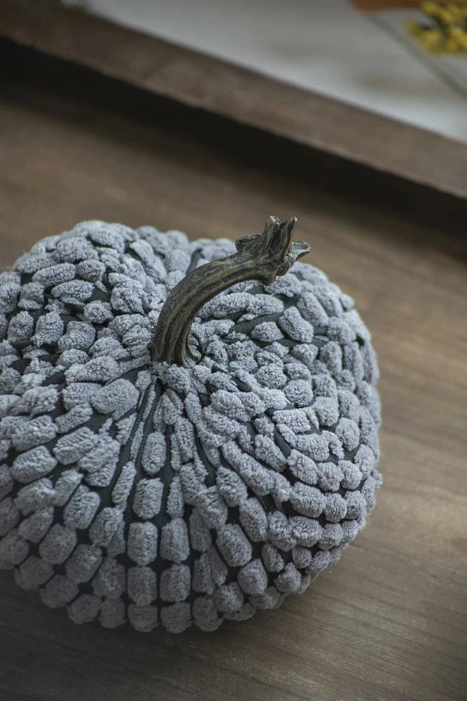 Chenille Weighted Pumpkin Gray Set of 3