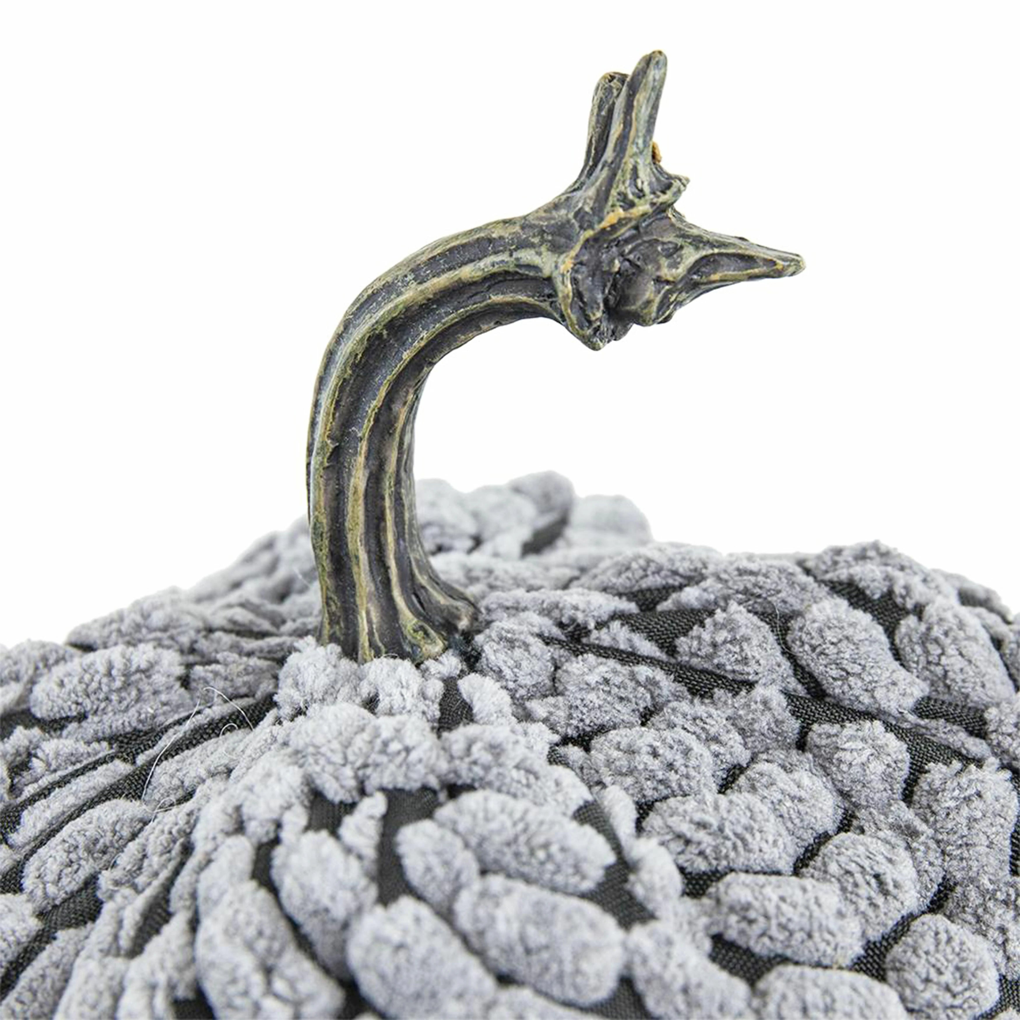 Chenille Weighted Pumpkin Gray Set of 3