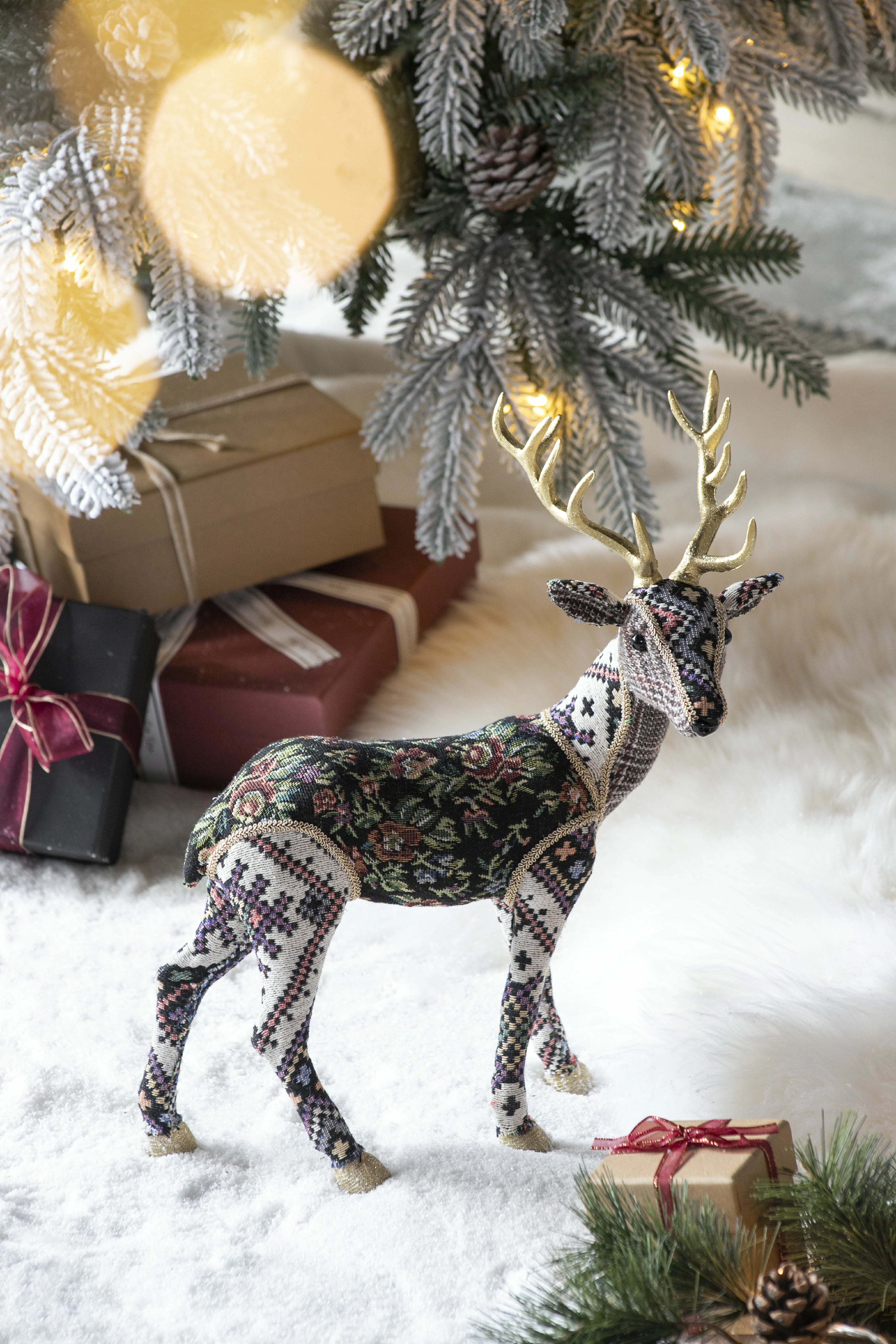 Christmas Decor 13 Inch Velvet Foam Standing Deer
